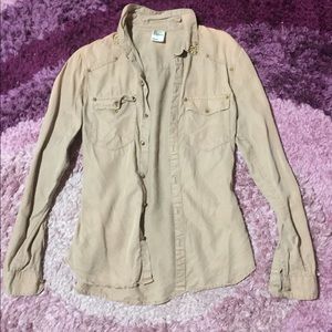 H&M Tan button up with gold studs. Size 2 (small)